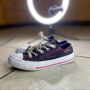 Converse All Star Purple Metallic Double Tongue  654227F Size 12 Youth Lace up